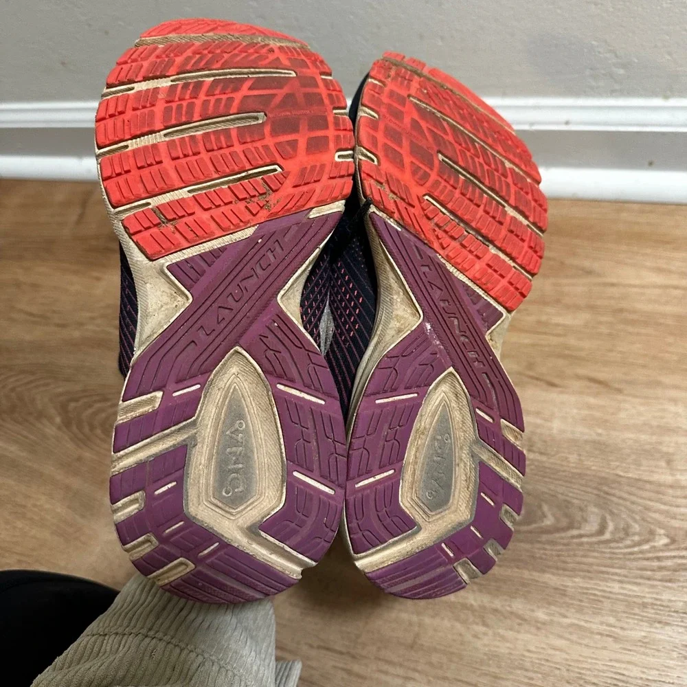 Brooks | Women's Launch 5 Navy Pink Orange Athletic Running Shoes, Size 8